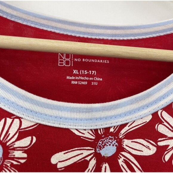 No Boundaries Juniors Red Floral T-shirt‎ Size XL (15-17) Y2K, 90’s Vibes - Picture 4 of 11